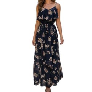 Abercrombie & Fitch Maxi Dress Women’s Floral Navy Blue Dress Size M 2310